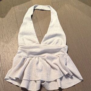 Stylish White top ruffle halter neck
